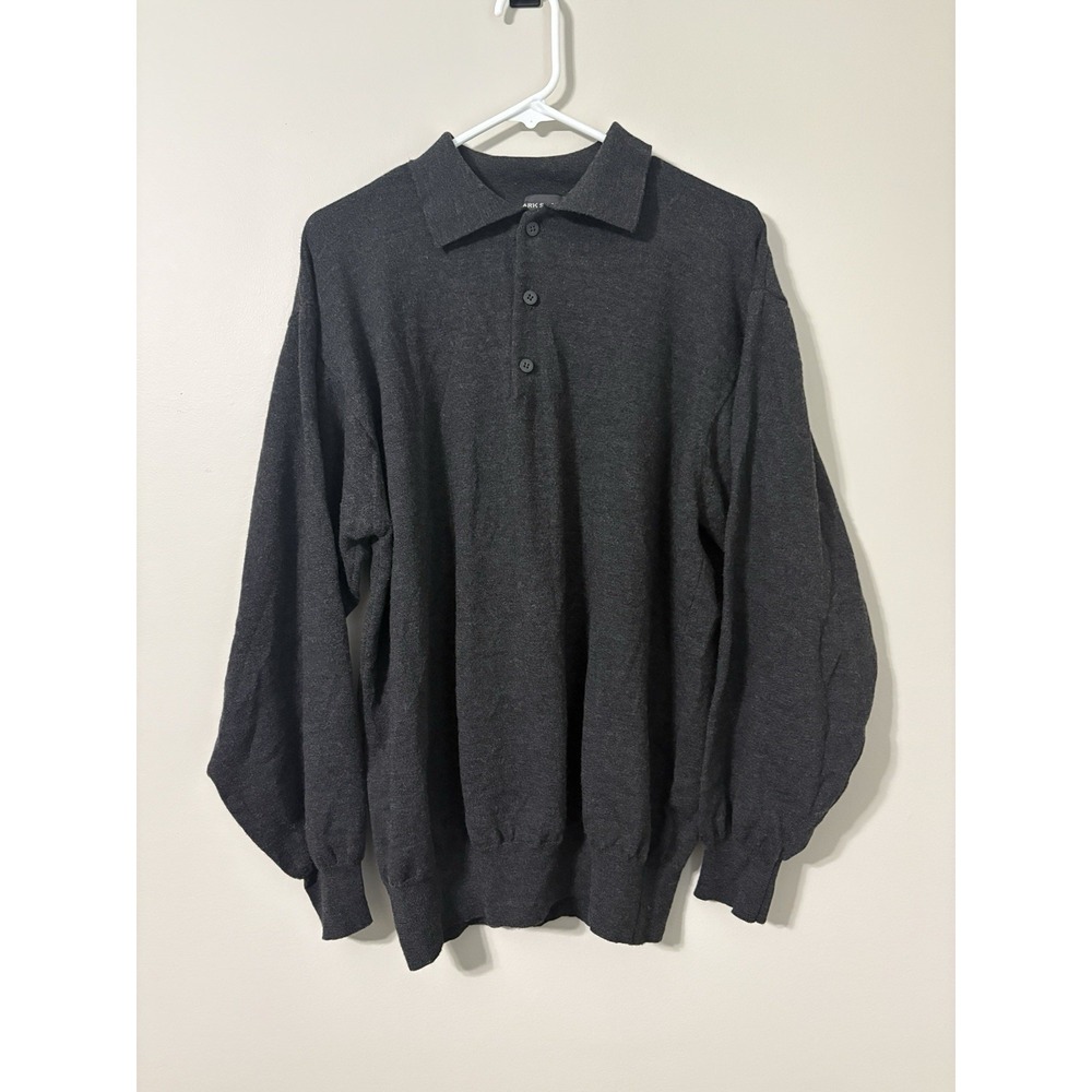 VTG Mark Shale Men's XLT Sweater Gray Italian 90s 100% Fine Merino Wool XL Tall
